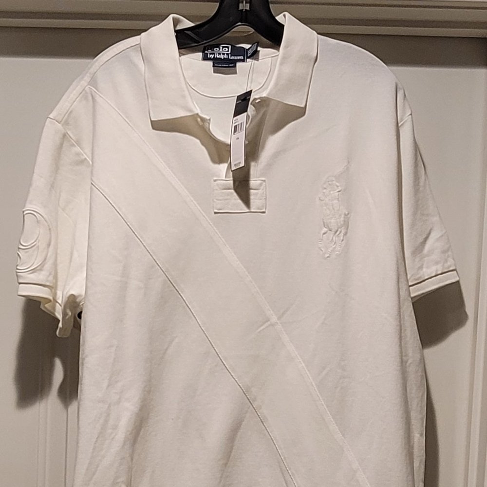 NEW WITH TAGS POLO RALPH LAUREN BIG PONY POLO SHIRT XXL  CUSTOM FIT WHITE